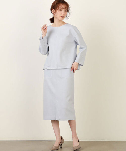 NOLLEY’S（ノーリーズ）の「圧縮リングジャージバックフリルプルオーバーカットソー（Tシャツ/カットソー・レディース・サックスブルー/アイボリー/ネイビー・36/38）」の9枚目の写真