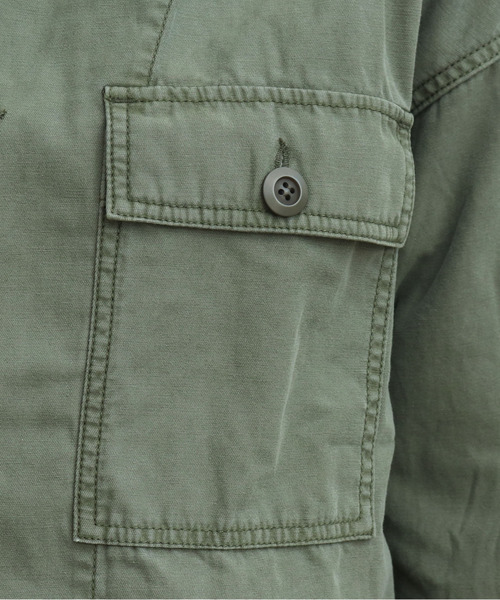 My Fav. CHILD WOMAN(マイファブチャイルドウーマン)の「綿ツイル 硫化染めBIGアーミージャケット(ミリタリージャケット・レディース・カーキ・FREE)」の19枚目の写真