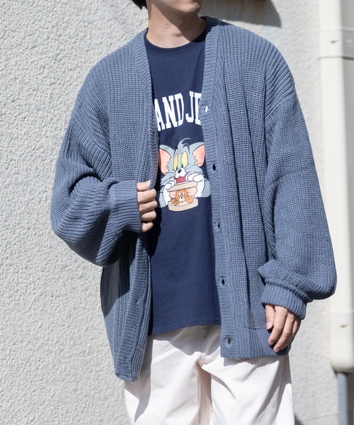 JOHN'S CLOSET（ジョンズクローゼット）の「【i】畦編みVネックバルーンスリーブルーズカーディガン（カーディガン/ボレロ・メンズ・ホワイト/チャコールグレー/サックスブルー/モカ/グリーン/ブラック/マスタード・MEDIUM/LARGE）」の6枚目の写真
