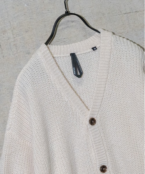 JOHN'S CLOSET（ジョンズクローゼット）の「【i】畦編みVネックバルーンスリーブルーズカーディガン（カーディガン/ボレロ・メンズ・ホワイト/チャコールグレー/サックスブルー/モカ/グリーン/ブラック/マスタード・MEDIUM/LARGE）」の10枚目の写真