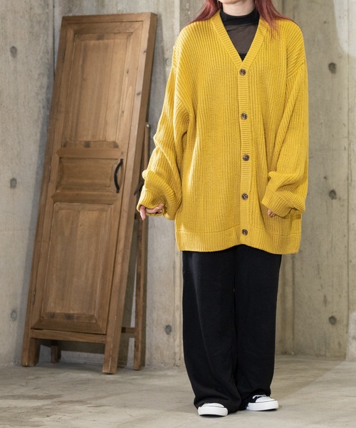 JOHN'S CLOSET（ジョンズクローゼット）の「【i】畦編みVネックバルーンスリーブルーズカーディガン（カーディガン/ボレロ・メンズ・ホワイト/チャコールグレー/サックスブルー/モカ/グリーン/ブラック/マスタード・MEDIUM/LARGE）」の14枚目の写真