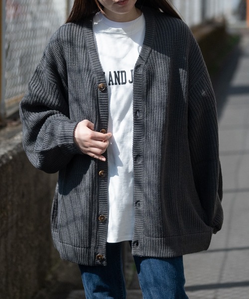 JOHN'S CLOSET（ジョンズクローゼット）の「【i】畦編みVネックバルーンスリーブルーズカーディガン（カーディガン/ボレロ・メンズ・ホワイト/チャコールグレー/サックスブルー/モカ/グリーン/ブラック/マスタード・MEDIUM/LARGE）」の22枚目の写真