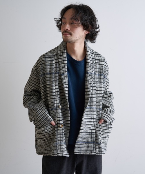 CIAOPANIC TYPY（チャオパニックティピー）の「チェックメルトンショールジャケット（テーラードジャケット・メンズ・ブルー/オレンジ・M/L）」の17枚目の写真