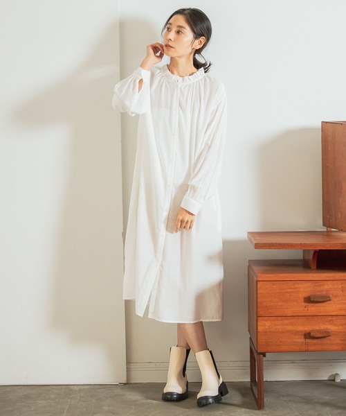 LEPSIM（レプシィム）の「【前後2WAYで着られる】チビスタンドワンピース　262579（ワンピース・レディース・オフホワイト/チャコールグレー/ブラック・FREE）」の7枚目の写真