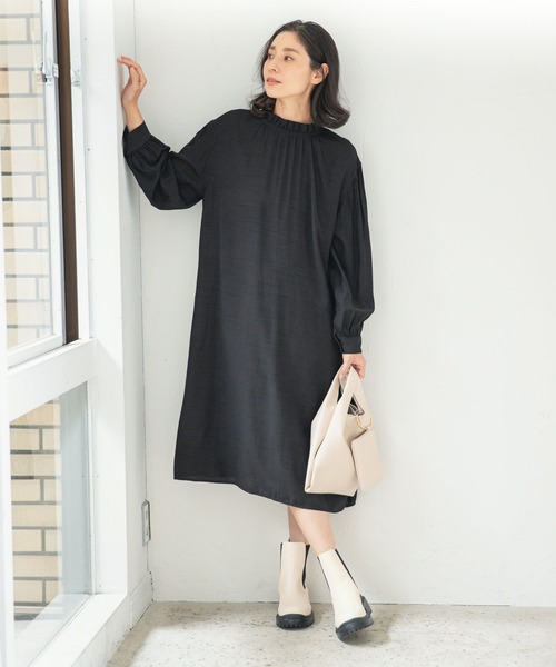 LEPSIM（レプシィム）の「【前後2WAYで着られる】チビスタンドワンピース　262579（ワンピース・レディース・オフホワイト/チャコールグレー/ブラック・FREE）」の8枚目の写真