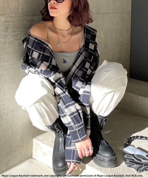 BACK TO THE FIELD（バック トゥー ザ フィールド）の「【MLB】カップ付きワンポイントロゴサーマルキャミソール（キャミソール・レディース・ホワイト/ブラック/グレー/ピンク/グリーン・FREE）」の21枚目の写真