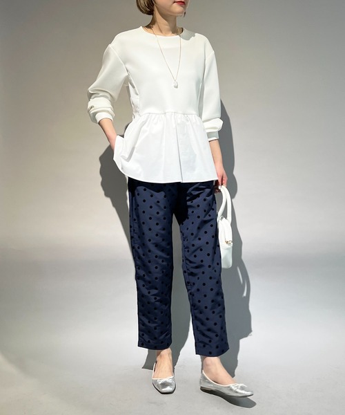 PICCIN（ピッチン）の「フロッキードットパンツ（スラックス・レディース・ブラック/ネイビー・S/M）」の5枚目の写真