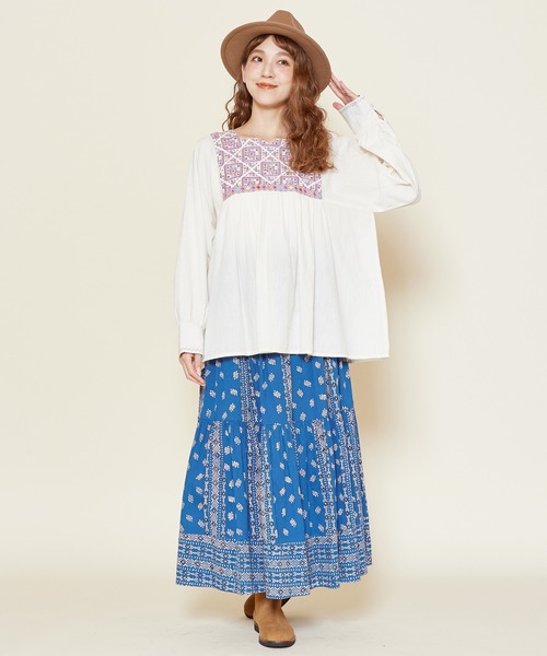 チャイハネ（チャイハネ）の「【チャイハネ】ラライン刺繍トップス（その他トップス・レディース・ネイビー/ホワイト/イエロー・FREE）」の12枚目の写真