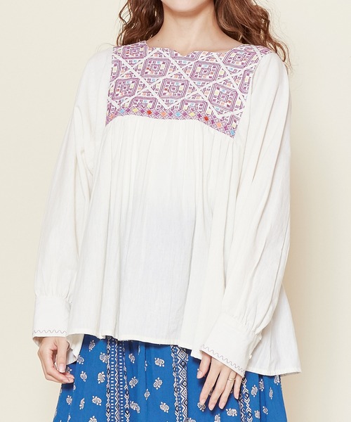 チャイハネ（チャイハネ）の「【チャイハネ】ラライン刺繍トップス（その他トップス・レディース・ネイビー/ホワイト/イエロー・FREE）」の14枚目の写真