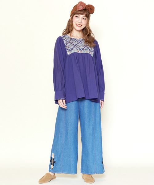 チャイハネ（チャイハネ）の「【チャイハネ】ラライン刺繍トップス（その他トップス・レディース・ネイビー/ホワイト/イエロー・FREE）」の11枚目の写真