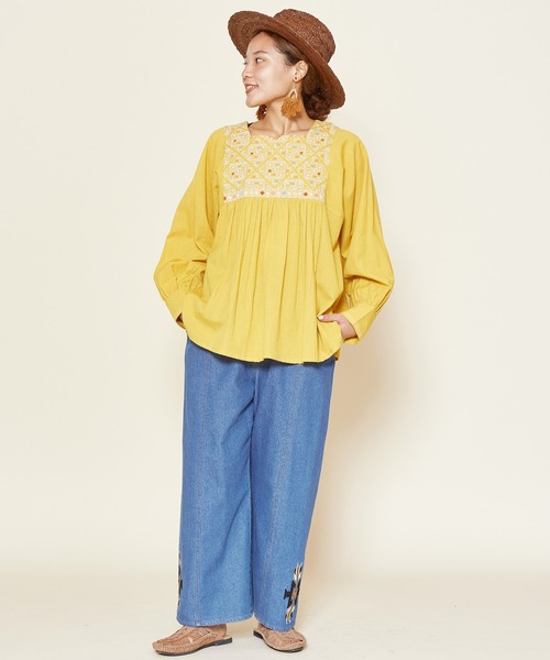 チャイハネ（チャイハネ）の「【チャイハネ】ラライン刺繍トップス（その他トップス・レディース・ネイビー/ホワイト/イエロー・FREE）」の13枚目の写真