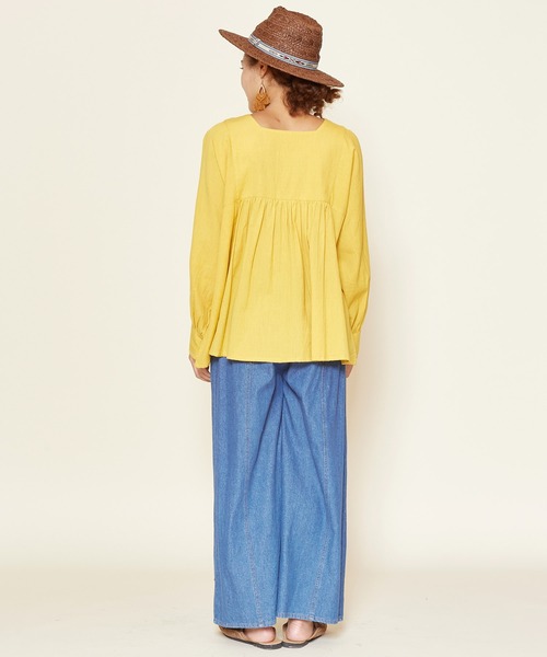 チャイハネ（チャイハネ）の「【チャイハネ】ラライン刺繍トップス（その他トップス・レディース・ネイビー/ホワイト/イエロー・FREE）」の5枚目の写真