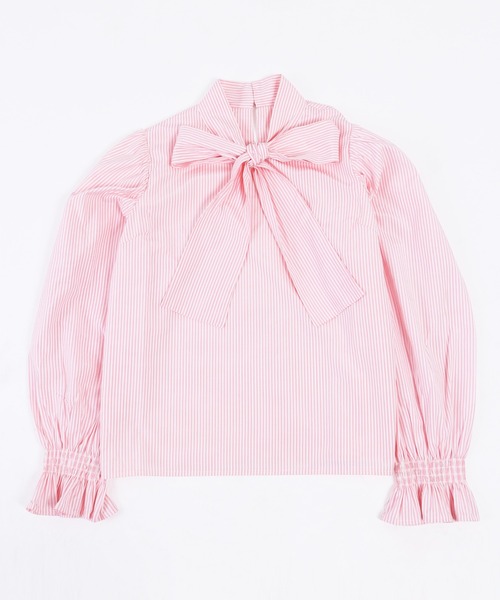 WC（ダブル シー）の「ストライプリボンブラウス（シャツ/ブラウス・レディース・ブルー/ライトパープル/ライトピンク・FREE）」の14枚目の写真