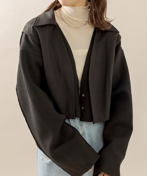 mline（エムライン）の「[mline] ベストカーディガンSET（ニット/セーター・レディース・ブラック/ベージュ/アイボリー・FREE）」の3枚目の写真