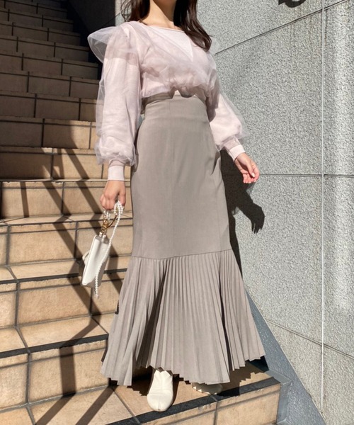 one after another NICE CLAUP(ワンアフターアナザーナイスクラップ)の「動くたびに素敵に揺れる。プリーツマーメイドスカート【S.Mサイズ】(スカート・レディース・アイボリー/モカ/ブルー系その他/ラベンダー・SMALL/MEDIUM)」の16枚目の写真