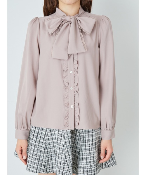 Ank Rouge（アンクルージュ）の「レースフリルリボンタイブラウス（シャツ/ブラウス・レディース・オフホワイト/ブラック/ピンク・M）」の5枚目の写真