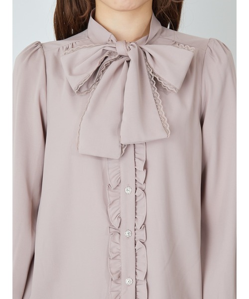 Ank Rouge（アンクルージュ）の「レースフリルリボンタイブラウス（シャツ/ブラウス・レディース・オフホワイト/ブラック/ピンク・M）」の6枚目の写真