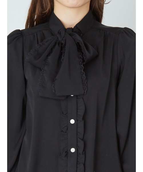 Ank Rouge（アンクルージュ）の「レースフリルリボンタイブラウス（シャツ/ブラウス・レディース・オフホワイト/ブラック/ピンク・M）」の10枚目の写真