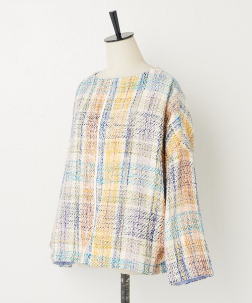 BEARDSLEY(ビアズリー)の「カラフルツイード前後ジャケット(ノーカラージャケット・レディース・ブルー・FREE)」の10枚目の写真