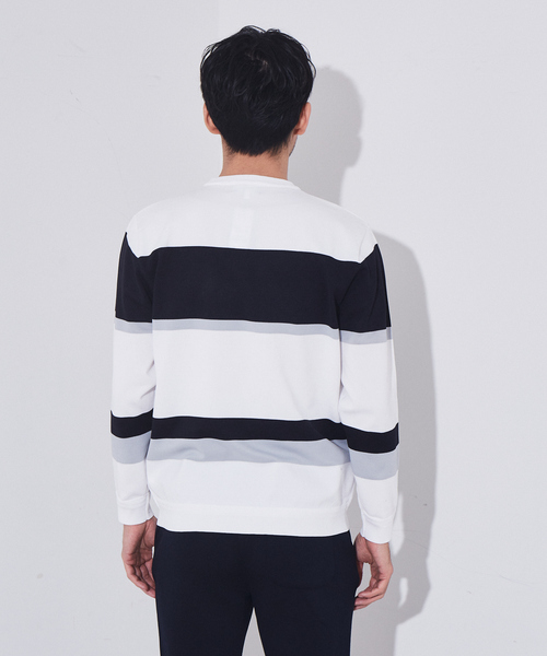 ABAHOUSE GRAY(アバハウスグレイ)の「【ウォッシャブル】パネルボーダー ニット(ニット/セーター・メンズ・ホワイト/ベージュ/ネイビー・46/48)」の6枚目の写真