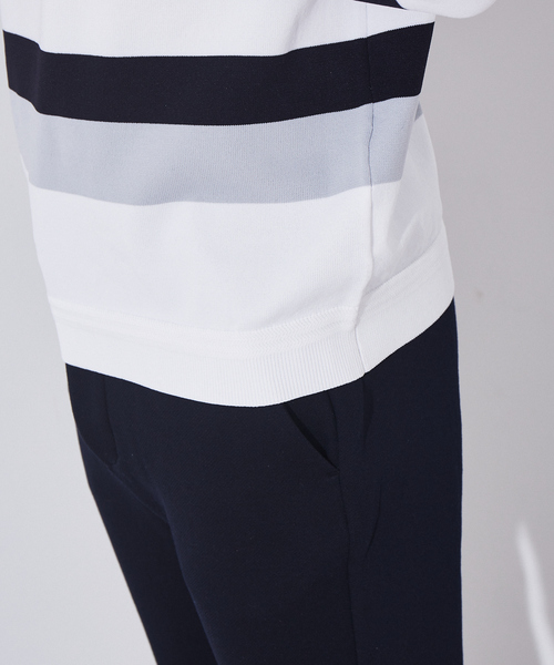 ABAHOUSE GRAY(アバハウスグレイ)の「【ウォッシャブル】パネルボーダー ニット(ニット/セーター・メンズ・ホワイト/ベージュ/ネイビー・46/48)」の9枚目の写真