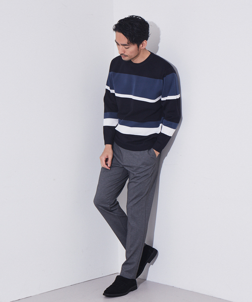 ABAHOUSE GRAY(アバハウスグレイ)の「【ウォッシャブル】パネルボーダー ニット(ニット/セーター・メンズ・ホワイト/ベージュ/ネイビー・46/48)」の13枚目の写真