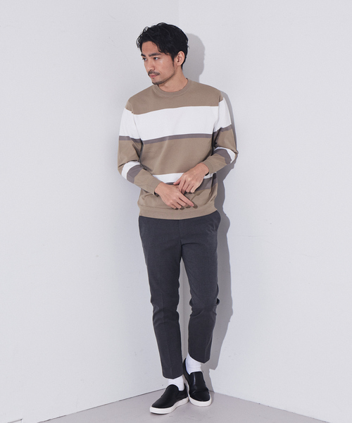 ABAHOUSE GRAY(アバハウスグレイ)の「【ウォッシャブル】パネルボーダー ニット(ニット/セーター・メンズ・ホワイト/ベージュ/ネイビー・46/48)」の17枚目の写真