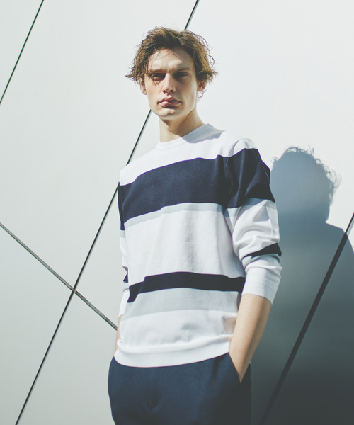 ABAHOUSE GRAY(アバハウスグレイ)の「【ウォッシャブル】パネルボーダー ニット(ニット/セーター・メンズ・ホワイト/ベージュ/ネイビー・46/48)」の19枚目の写真