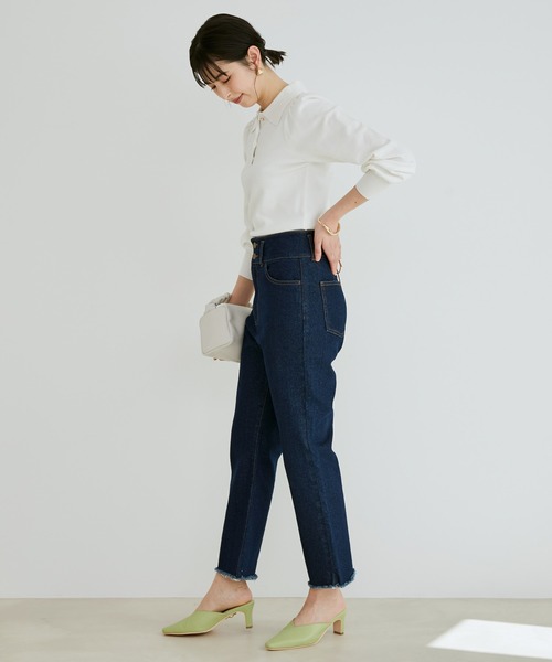 VIS（ビス）の「バックレースアップデニムストレートパンツ（デニムパンツ・レディース・ブルー系その他4/ネイビー・M/S/L）」の5枚目の写真