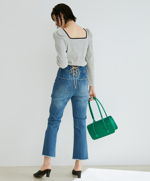 VIS（ビス）の「バックレースアップデニムストレートパンツ（デニムパンツ・レディース・ブルー系その他4/ネイビー・M/S/L）」の10枚目の写真