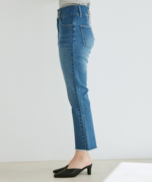 VIS（ビス）の「バックレースアップデニムストレートパンツ（デニムパンツ・レディース・ブルー系その他4/ネイビー・M/S/L）」の12枚目の写真