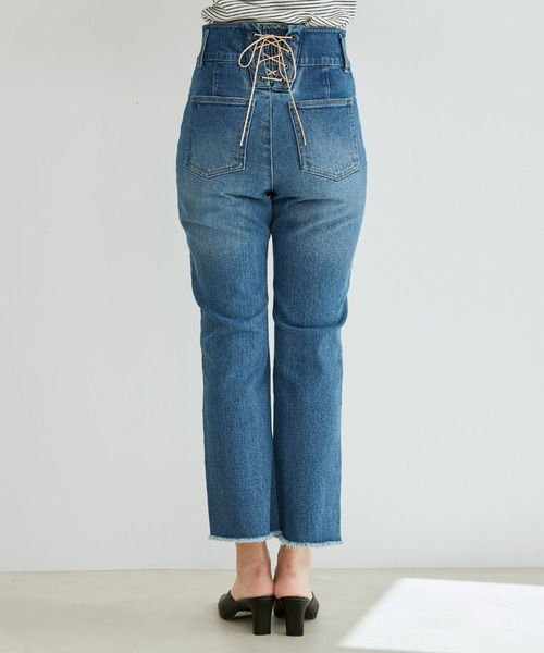 VIS（ビス）の「バックレースアップデニムストレートパンツ（デニムパンツ・レディース・ブルー系その他4/ネイビー・M/S/L）」の13枚目の写真