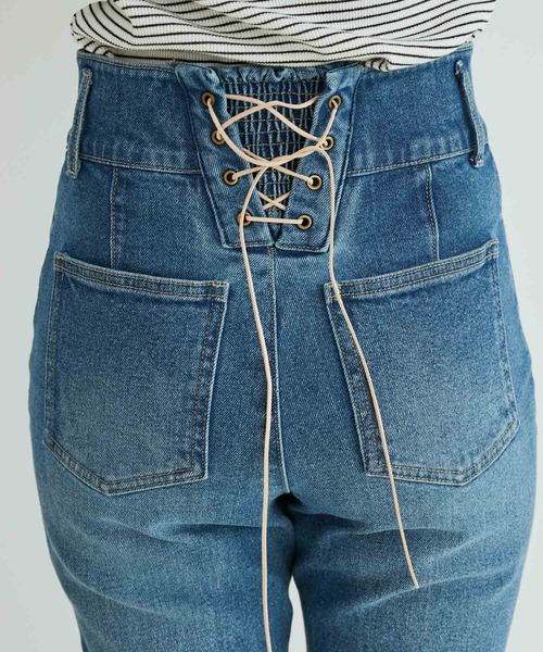 VIS（ビス）の「バックレースアップデニムストレートパンツ（デニムパンツ・レディース・ブルー系その他4/ネイビー・M/S/L）」の15枚目の写真
