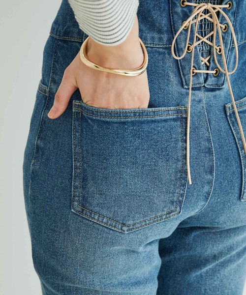 VIS（ビス）の「バックレースアップデニムストレートパンツ（デニムパンツ・レディース・ブルー系その他4/ネイビー・M/S/L）」の16枚目の写真