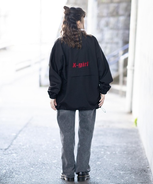 X-girl(エックスガール)の「LOGO COACH JACKET(ナイロンジャケット・レディース・ブラック/ゴールド・M/S)」の13枚目の写真