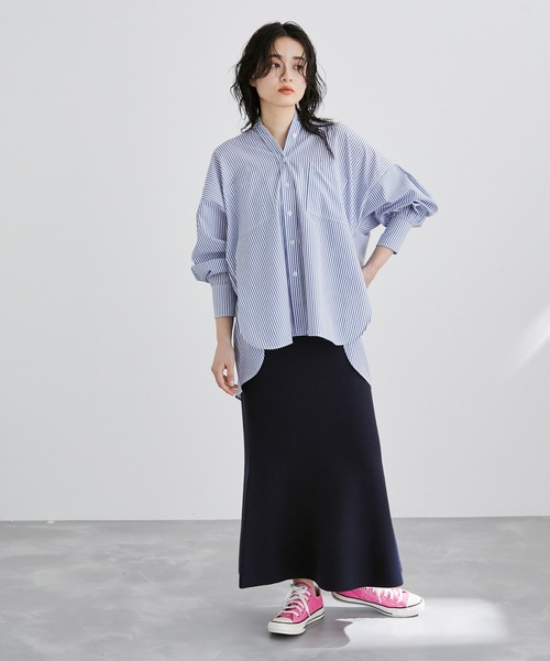 ADAM ET ROPE'(アダムエロペ)の「<追加>【アウトレット店舗・WEB限定】TCブロードバンドカラーシャツ(シャツ/ブラウス・レディース・ホワイト/ブルー/グリーン/ネイビー・FREE)」の5枚目の写真