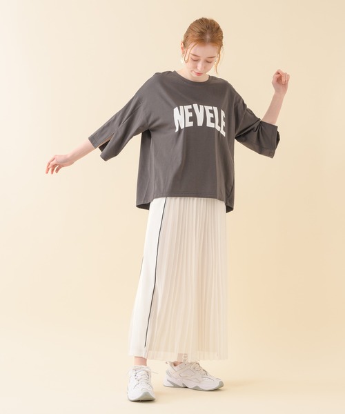 Paradise Picnic（パラダイスピクニック）の「TE VALT ロゴプリントメッシュプリーツスカート（スカート・レディース・ホワイト/カーキ/ブラック・FREE）」の13枚目の写真