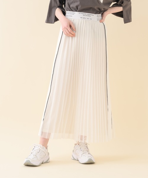 Paradise Picnic（パラダイスピクニック）の「TE VALT ロゴプリントメッシュプリーツスカート（スカート・レディース・ホワイト/カーキ/ブラック・FREE）」の19枚目の写真