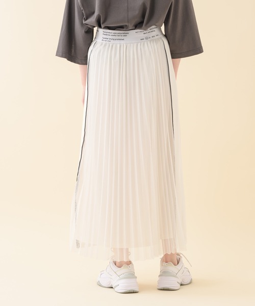 Paradise Picnic（パラダイスピクニック）の「TE VALT ロゴプリントメッシュプリーツスカート（スカート・レディース・ホワイト/カーキ/ブラック・FREE）」の21枚目の写真