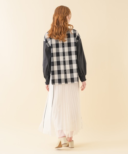 Paradise Picnic（パラダイスピクニック）の「TE VALT ロゴプリントメッシュプリーツスカート（スカート・レディース・ホワイト/カーキ/ブラック・FREE）」の6枚目の写真