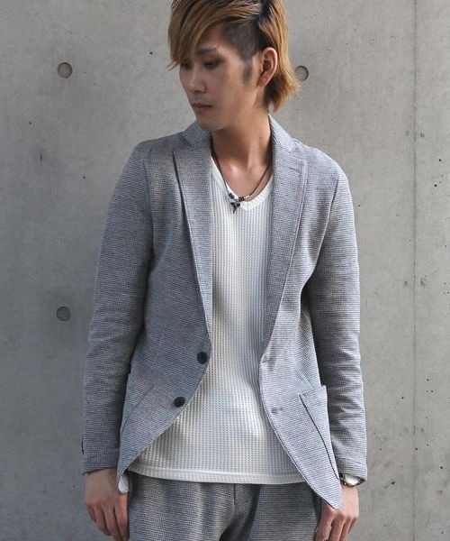 HIGH STREET(ハイストリート)の「HIGH STREET∴カットジャケット(テーラードジャケット・メンズ・ブラック/グレー系その他/ワイン・M/LL/L)」の1枚目の写真