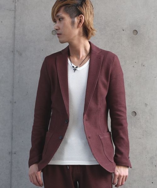 HIGH STREET(ハイストリート)の「HIGH STREET∴カットジャケット(テーラードジャケット・メンズ・ブラック/グレー系その他/ワイン・M/LL/L)」の3枚目の写真