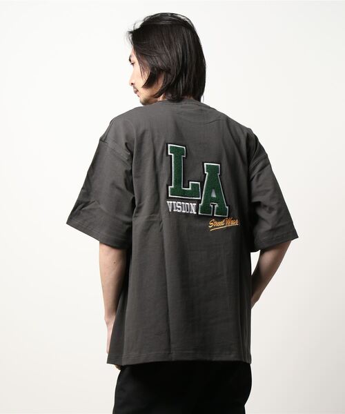VISION STREET WEAR(ヴィジョンストリートウェア)の「【VISION STREET WEAR】ビッグシルエット 刺繍半袖Tシャツ / リブラインクルーネックTシャツ(Tシャツ/カットソー・メンズ・ブルー系1/ワイン/グリーン系1/ホワイト系2/グレー系1/グレー系2/グリーン系2/ネイビー/ホワイト系1・LARGE/X-LARGE/MEDIUM)」の17枚目の写真