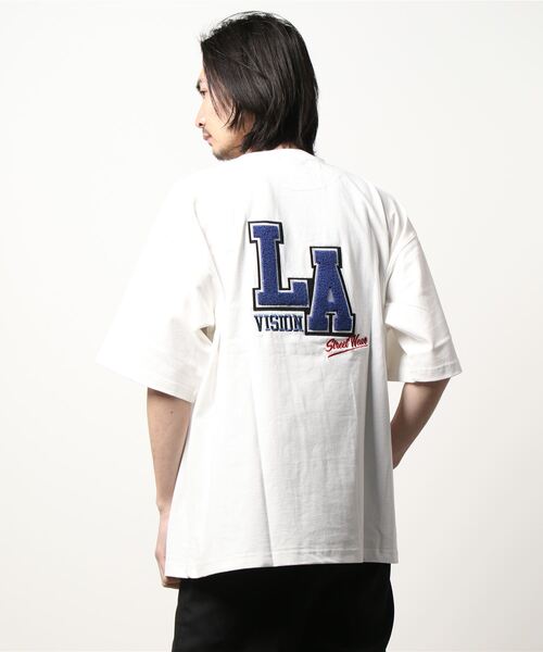 VISION STREET WEAR(ヴィジョンストリートウェア)の「【VISION STREET WEAR】ビッグシルエット 刺繍半袖Tシャツ / リブラインクルーネックTシャツ(Tシャツ/カットソー・メンズ・ブルー系1/ワイン/グリーン系1/ホワイト系2/グレー系1/グレー系2/グリーン系2/ネイビー/ホワイト系1・LARGE/X-LARGE/MEDIUM)」の16枚目の写真