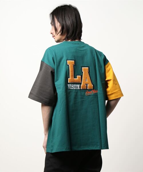 VISION STREET WEAR(ヴィジョンストリートウェア)の「【VISION STREET WEAR】ビッグシルエット 刺繍半袖Tシャツ / リブラインクルーネックTシャツ(Tシャツ/カットソー・メンズ・ブルー系1/ワイン/グリーン系1/ホワイト系2/グレー系1/グレー系2/グリーン系2/ネイビー/ホワイト系1・LARGE/X-LARGE/MEDIUM)」の11枚目の写真