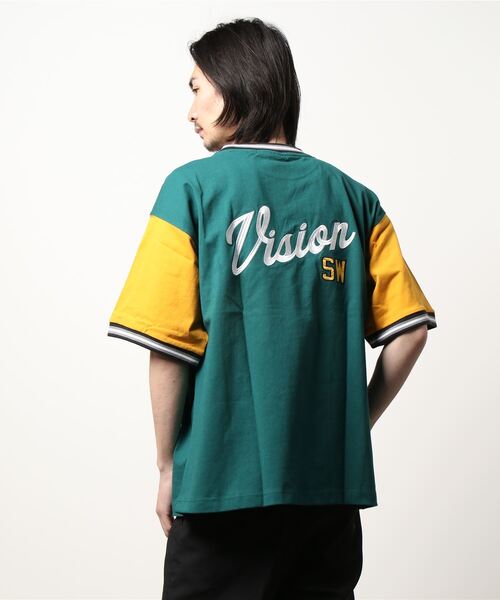 VISION STREET WEAR(ヴィジョンストリートウェア)の「【VISION STREET WEAR】ビッグシルエット 刺繍半袖Tシャツ / リブラインクルーネックTシャツ(Tシャツ/カットソー・メンズ・ブルー系1/ワイン/グリーン系1/ホワイト系2/グレー系1/グレー系2/グリーン系2/ネイビー/ホワイト系1・LARGE/X-LARGE/MEDIUM)」の13枚目の写真