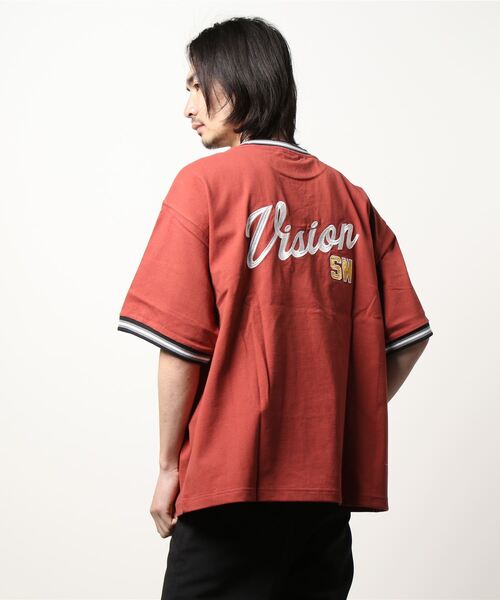 VISION STREET WEAR(ヴィジョンストリートウェア)の「【VISION STREET WEAR】ビッグシルエット 刺繍半袖Tシャツ / リブラインクルーネックTシャツ(Tシャツ/カットソー・メンズ・ブルー系1/ワイン/グリーン系1/ホワイト系2/グレー系1/グレー系2/グリーン系2/ネイビー/ホワイト系1・LARGE/X-LARGE/MEDIUM)」の12枚目の写真