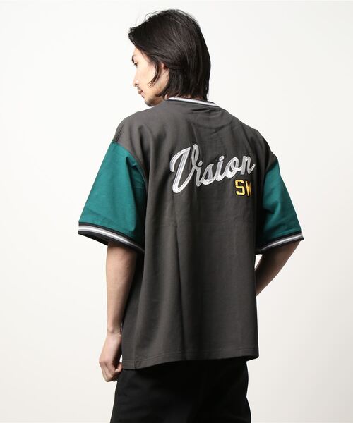 VISION STREET WEAR(ヴィジョンストリートウェア)の「【VISION STREET WEAR】ビッグシルエット 刺繍半袖Tシャツ / リブラインクルーネックTシャツ(Tシャツ/カットソー・メンズ・ブルー系1/ワイン/グリーン系1/ホワイト系2/グレー系1/グレー系2/グリーン系2/ネイビー/ホワイト系1・LARGE/X-LARGE/MEDIUM)」の15枚目の写真