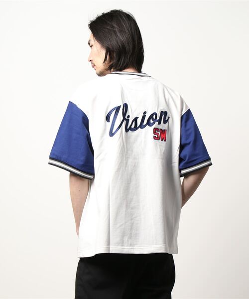 VISION STREET WEAR(ヴィジョンストリートウェア)の「【VISION STREET WEAR】ビッグシルエット 刺繍半袖Tシャツ / リブラインクルーネックTシャツ(Tシャツ/カットソー・メンズ・ブルー系1/ワイン/グリーン系1/ホワイト系2/グレー系1/グレー系2/グリーン系2/ネイビー/ホワイト系1・LARGE/X-LARGE/MEDIUM)」の18枚目の写真