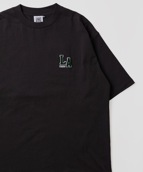 VISION STREET WEAR(ヴィジョンストリートウェア)の「【VISION STREET WEAR】ビッグシルエット 刺繍半袖Tシャツ / リブラインクルーネックTシャツ(Tシャツ/カットソー・メンズ・ブルー系1/ワイン/グリーン系1/ホワイト系2/グレー系1/グレー系2/グリーン系2/ネイビー/ホワイト系1・LARGE/X-LARGE/MEDIUM)」の4枚目の写真